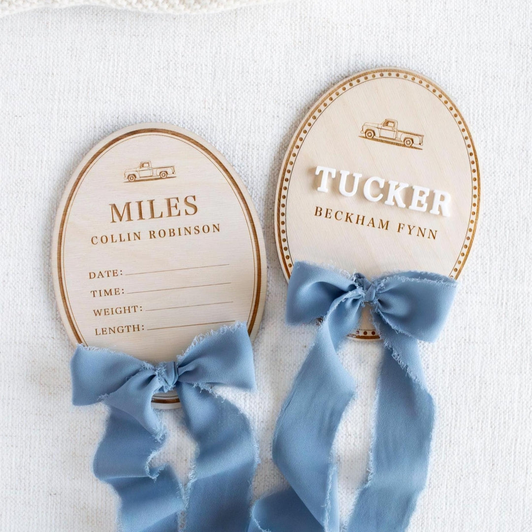 Personalized Baby Birth Announcement Sign, Wooden Newborn Name Plaque
