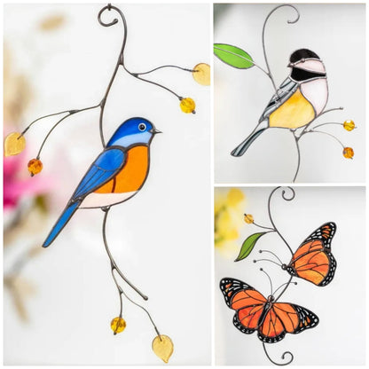 Hummingbird Stained Glass Suncatcher | Handmade Bird Window Decor