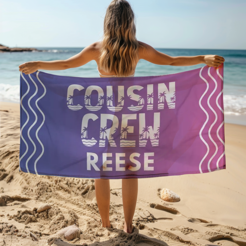 Personalized Cousin Crew Beach Towel, Matching Cousin Gift From Grandma or Aunt, Cousin Cruise Trip