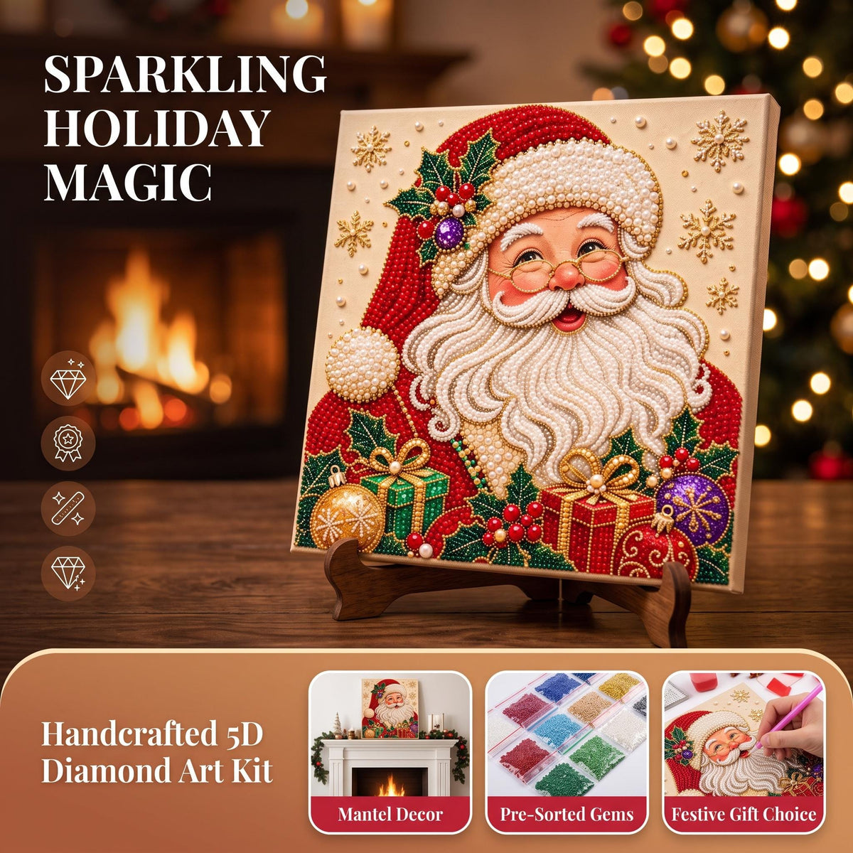 5D Christmas Pearl Diamond Art Kit | DIY Holiday Craft