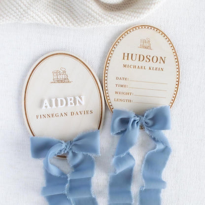 Personalized Baby Birth Announcement Sign, Wooden Newborn Name Plaque