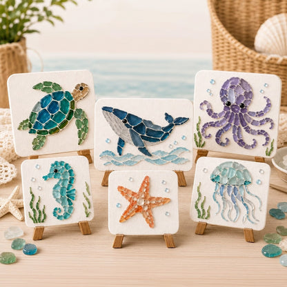DIY Sea Glass Mosaic Kit | Ocean Animal Craft for Beginners