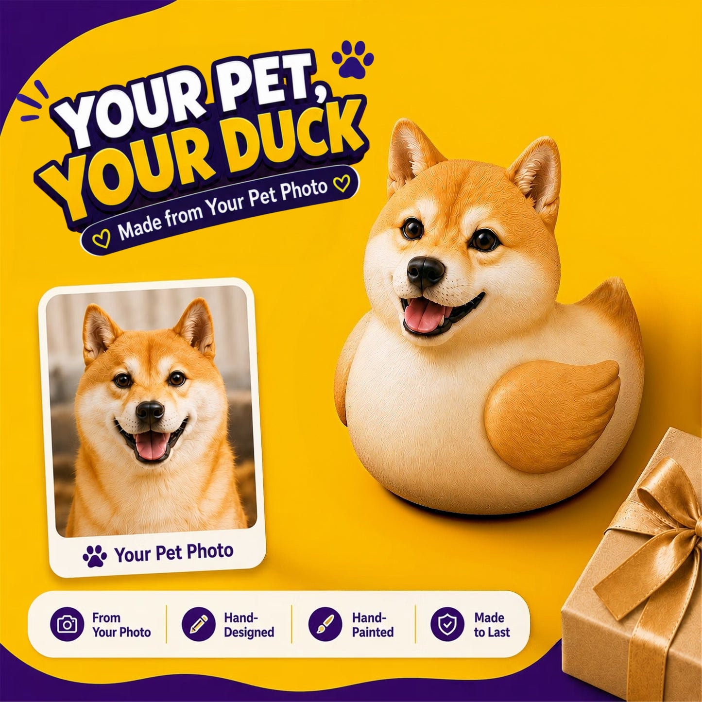 Custom Pet Duck Figurine | Made From Your Pet Photo