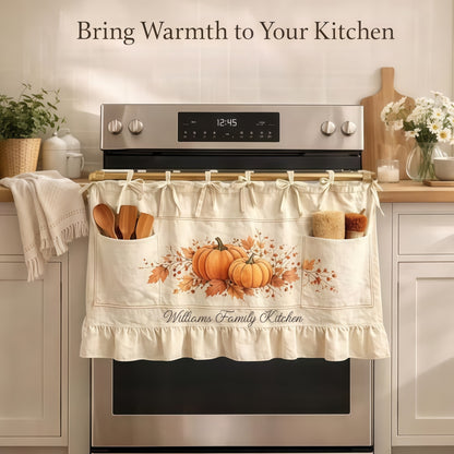 Personalized Fall Oven Skirt with Pockets | Family Name Decor