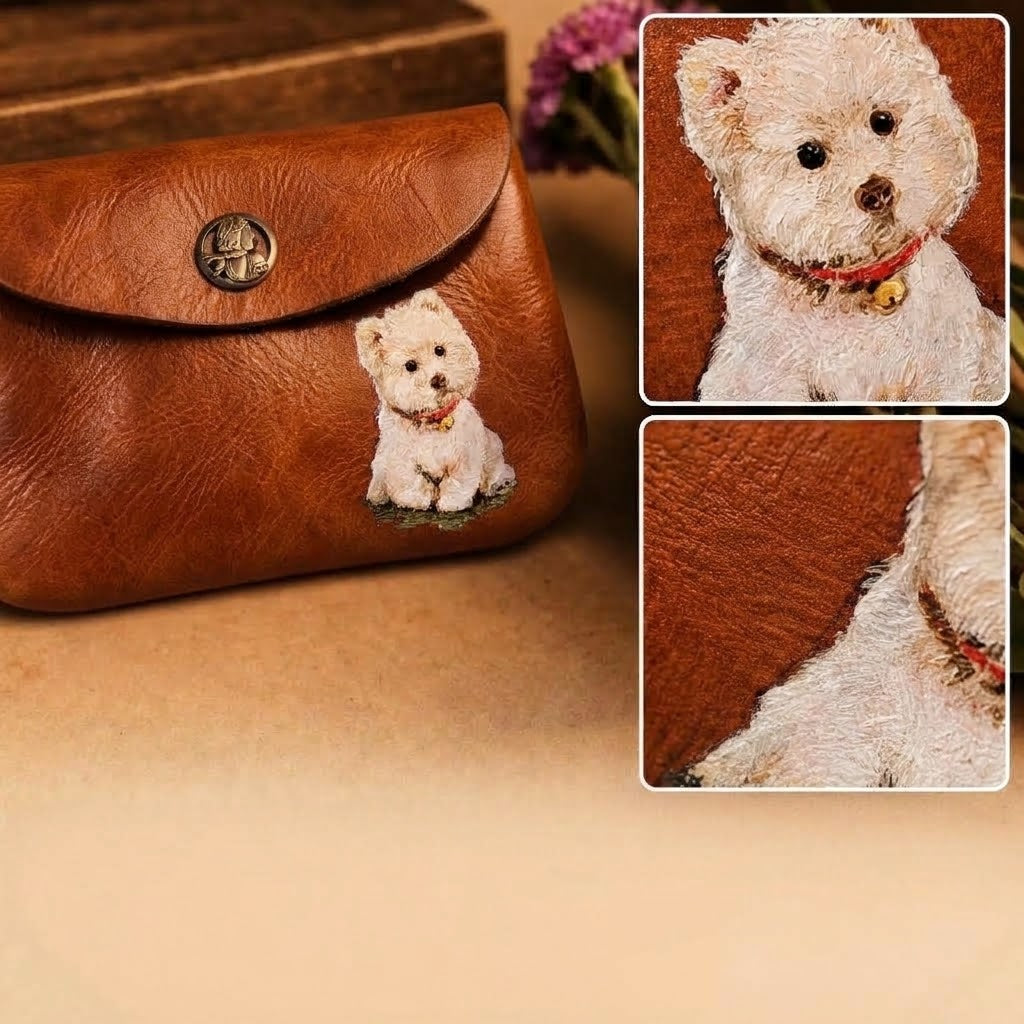 Personalized Pet Portrait Leather Wallet | Dog & Cat Lover Gift