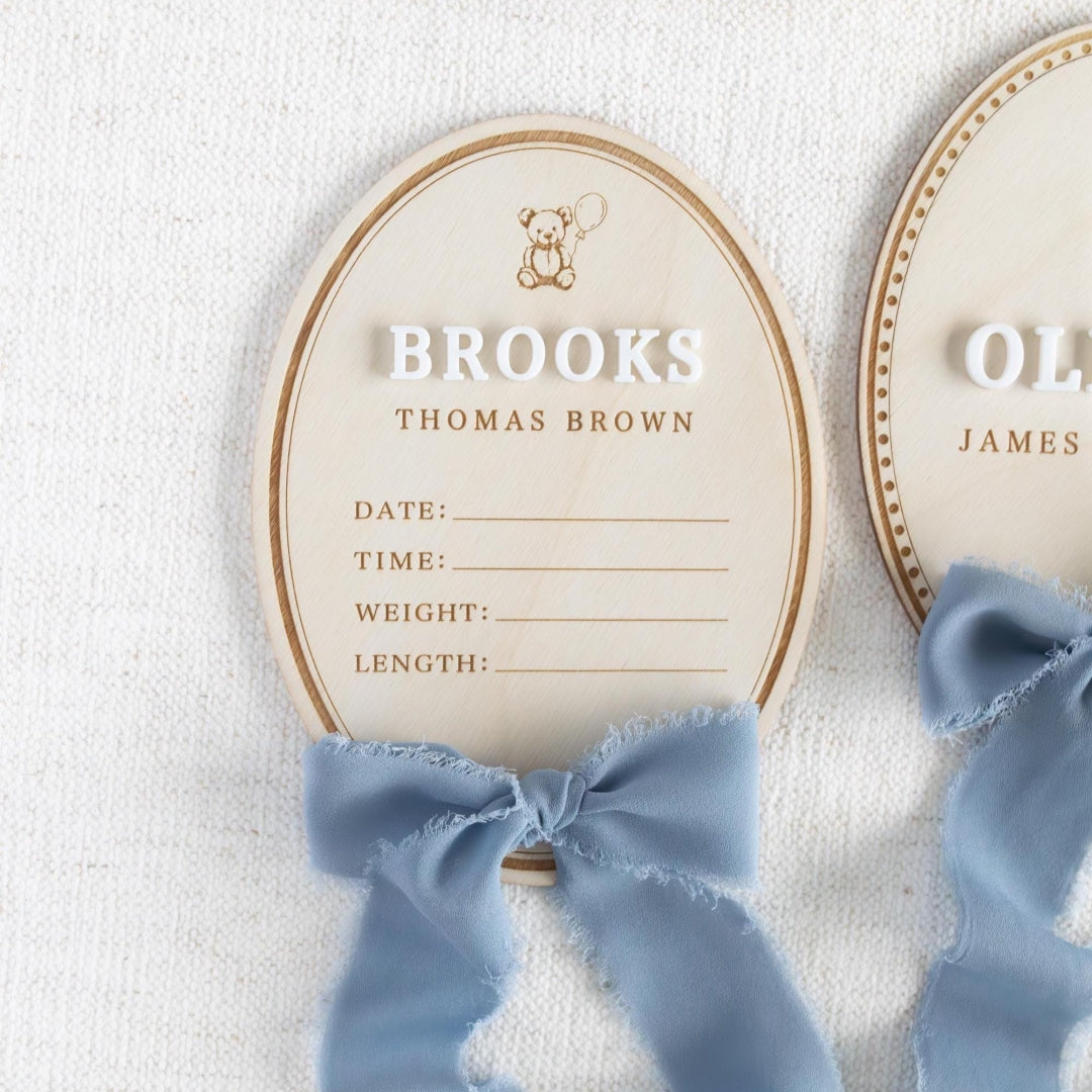 Personalized Baby Birth Announcement Sign, Wooden Newborn Name Plaque