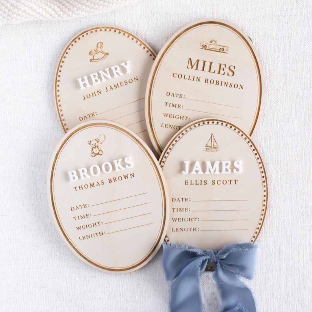 Personalized Baby Birth Announcement Sign, Wooden Newborn Name Plaque
