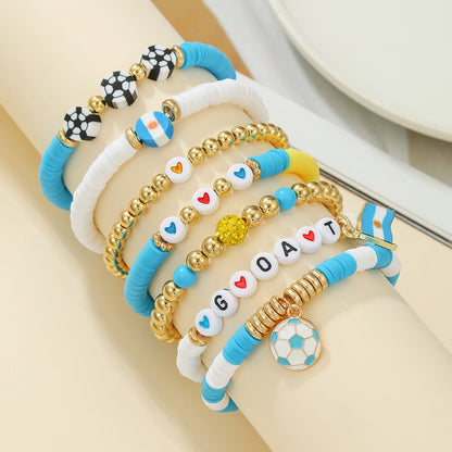Custom Name Soccer Bracelet Stack – Fan Game Day Jewelry