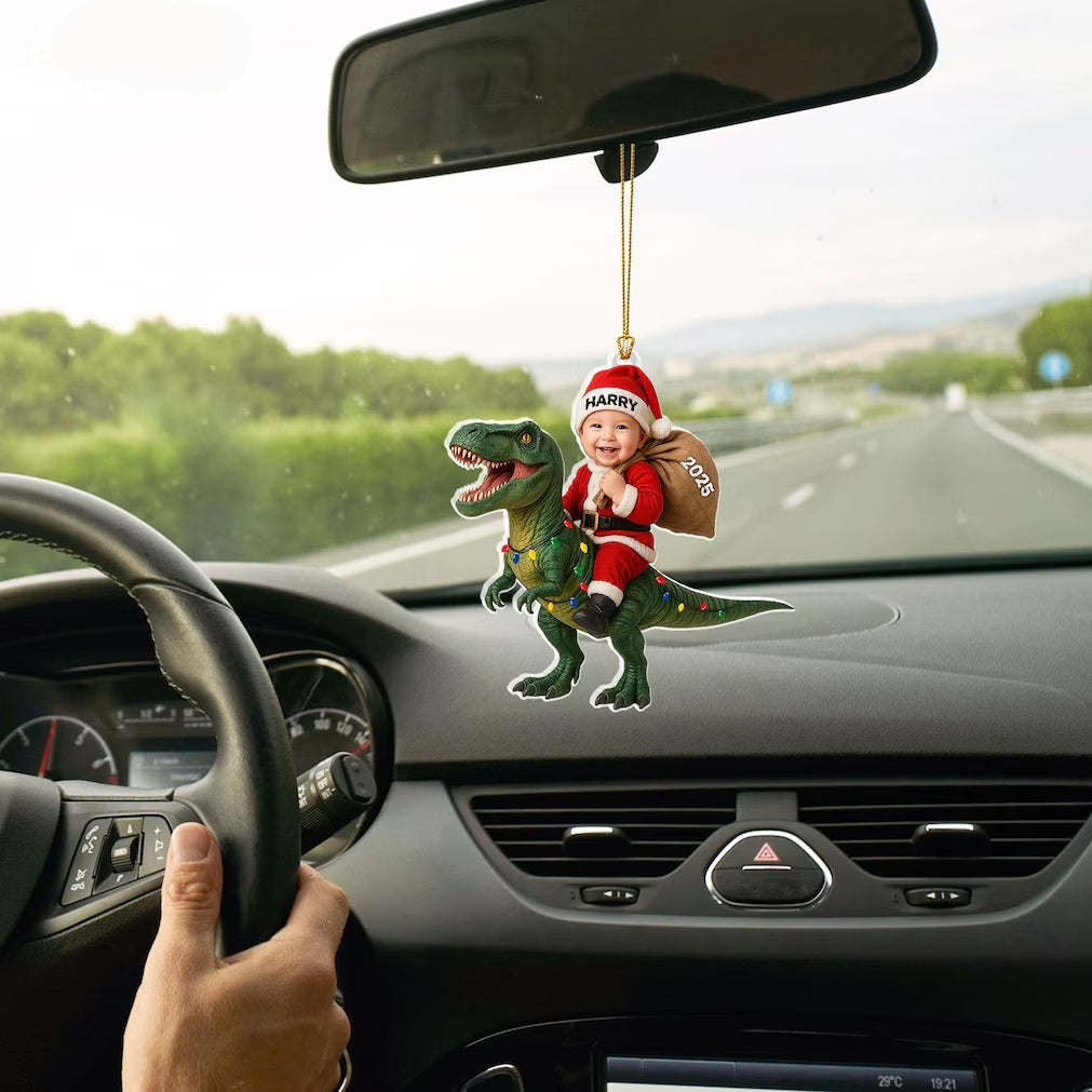 Personalized  Acrylic Dinosaur Christmas Ornament – Kids Photo Keepsake 2025