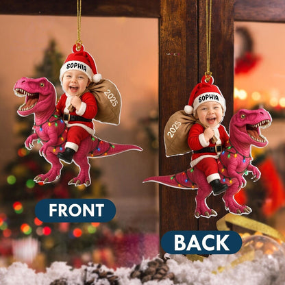 Personalized  Acrylic Dinosaur Christmas Ornament – Kids Photo Keepsake 2025
