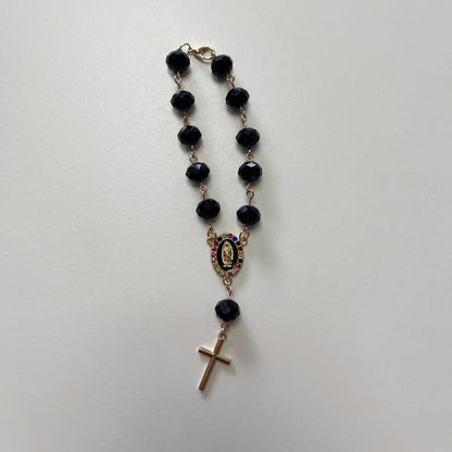 Personalized Car Rosary with Custom Initial – Virgin of Guadalupe Charm