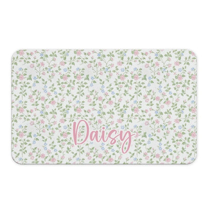 Personalized Name Desk Pad – Blue Hydrangea & Pink Bow Office Mat