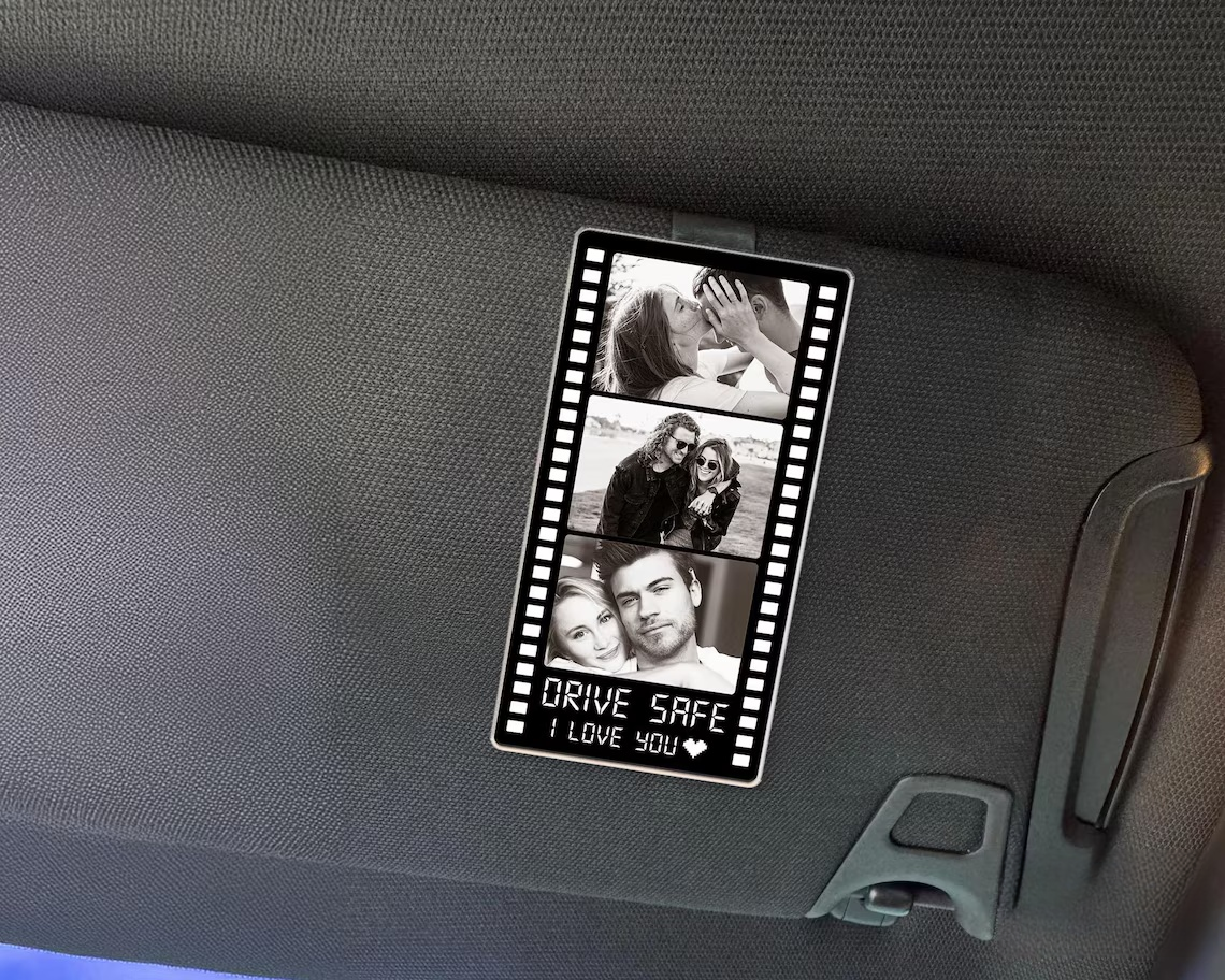 Personalized Couple Photo Car Visor Clip – Drive Safe I Love You Gift
