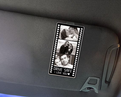 Personalized Couple Photo Car Visor Clip – Drive Safe I Love You Gift