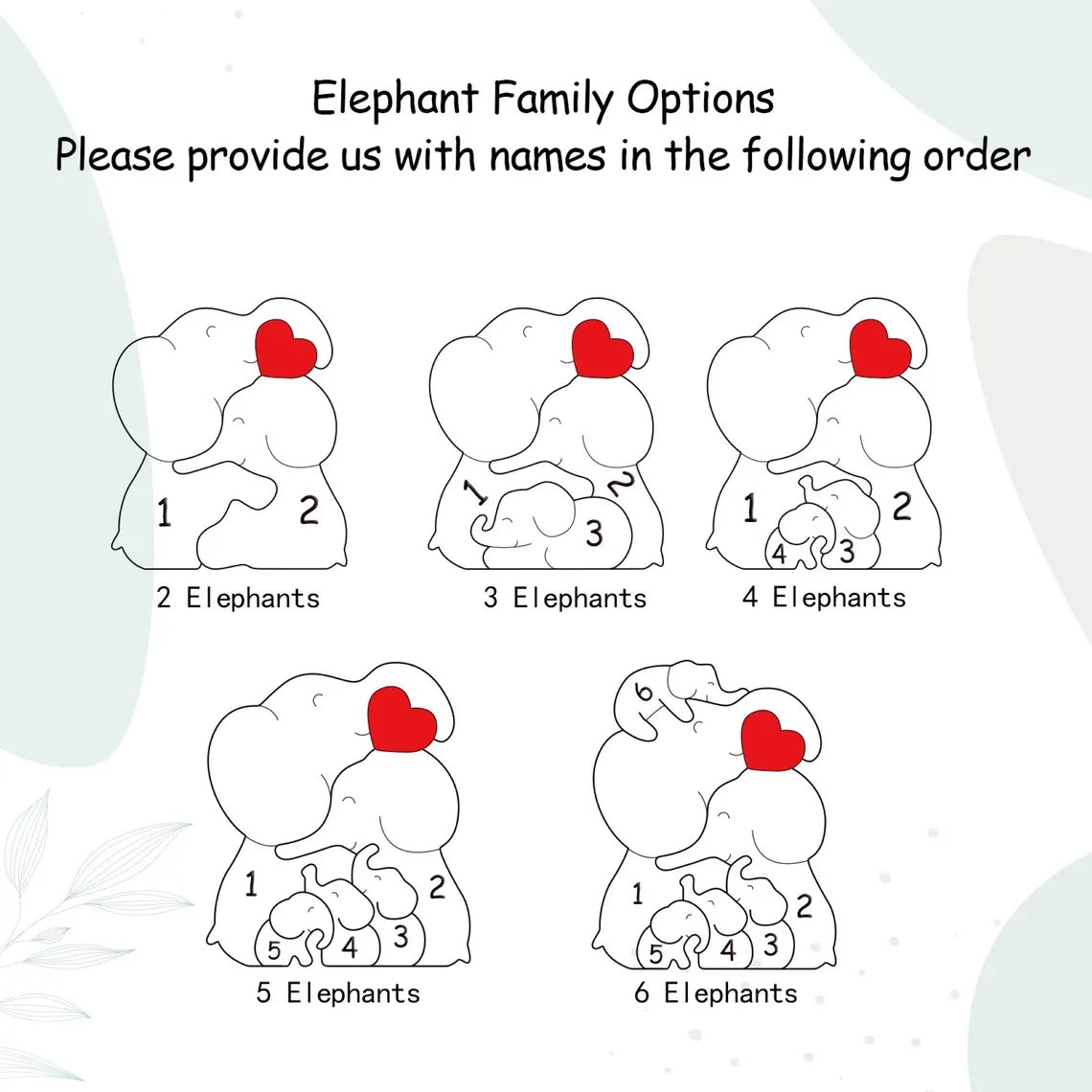 Wooden Elephant Family Puzzle | Personalized Animal Family Decor