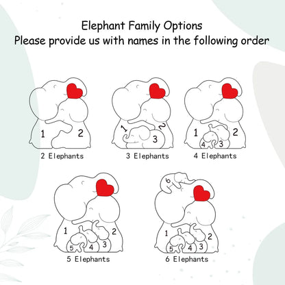 Wooden Elephant Family Puzzle | Personalized Animal Family Decor