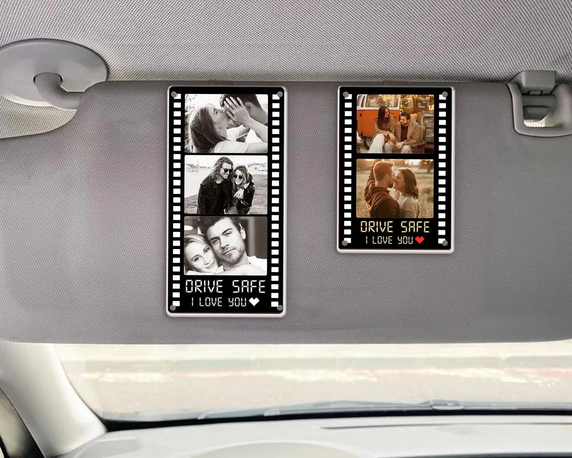Personalized Couple Photo Car Visor Clip – Drive Safe I Love You Gift