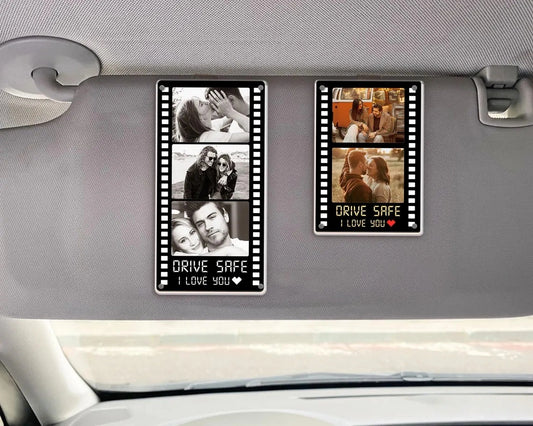 Personalized Couple Photo Car Visor Clip – Drive Safe I Love You Gift