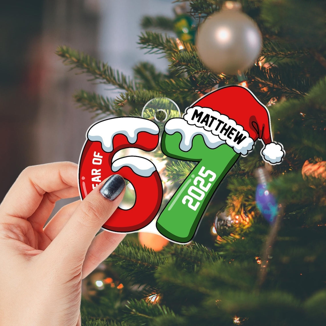 Personalisierte Acryl-Weihnachtskugel Nr. 67 – Lustiges Weihnachtsgeschenk für Teenager (2025)