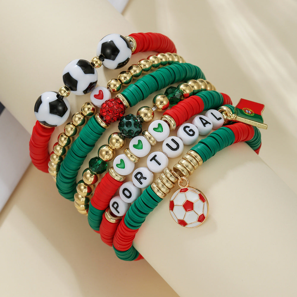 Custom Name Soccer Bracelet Stack – Fan Game Day Jewelry