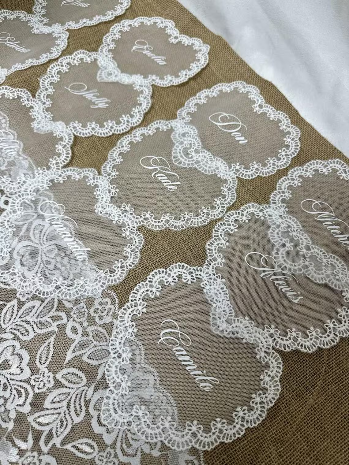 Custom Lace Wedding Place Cards – Personalized Guest Names