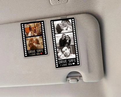 Personalized Couple Photo Car Visor Clip – Drive Safe I Love You Gift