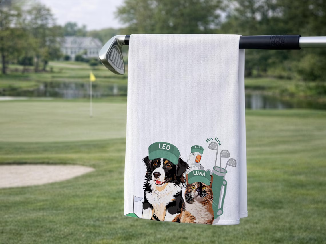 Custom Pet Golf Towel with Photo – Personalized