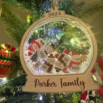 Custom Snowman Family Shaker Ornament 2025 | Personalized Christmas