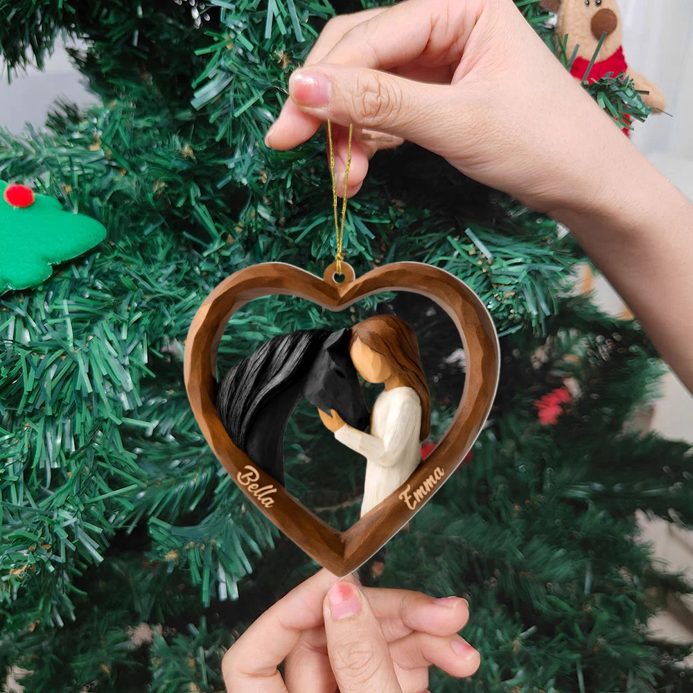 Personalized Horse Lover Acrylic Ornament – Girl & Horse Keepsake