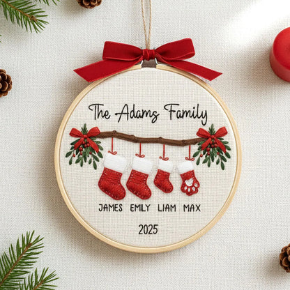 Personalized Family Christmas Ornament 2025 | Embroidered Stocking Gift