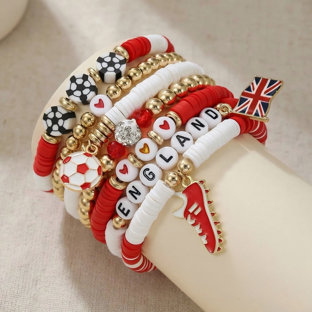 Custom Name Soccer Bracelet Stack – Fan Game Day Jewelry