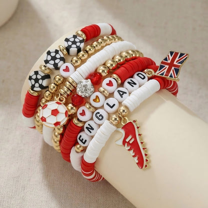 Custom Name Soccer Bracelet Stack – Fan Game Day Jewelry