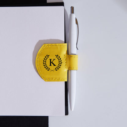 Custom Leather Magnetic Bookmark with Pen Holder – Personalized Gift