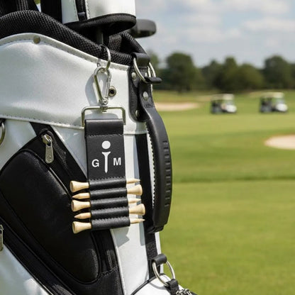 Personalized Leather Golf Bag Tag with Tees | Engraved Golf Gift for Men
