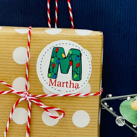 Personalised Christmas Name Stickers – Waterproof Custom Label Sheets (2 Sheets, 40 Labels)