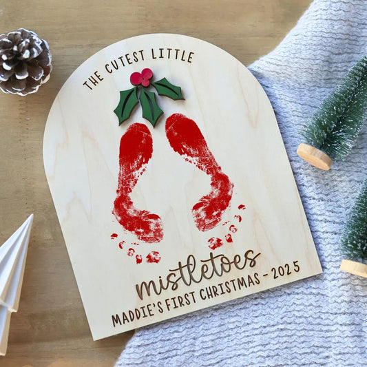DIY Baby Footprint Sign – First Christmas Personalized Keepsake