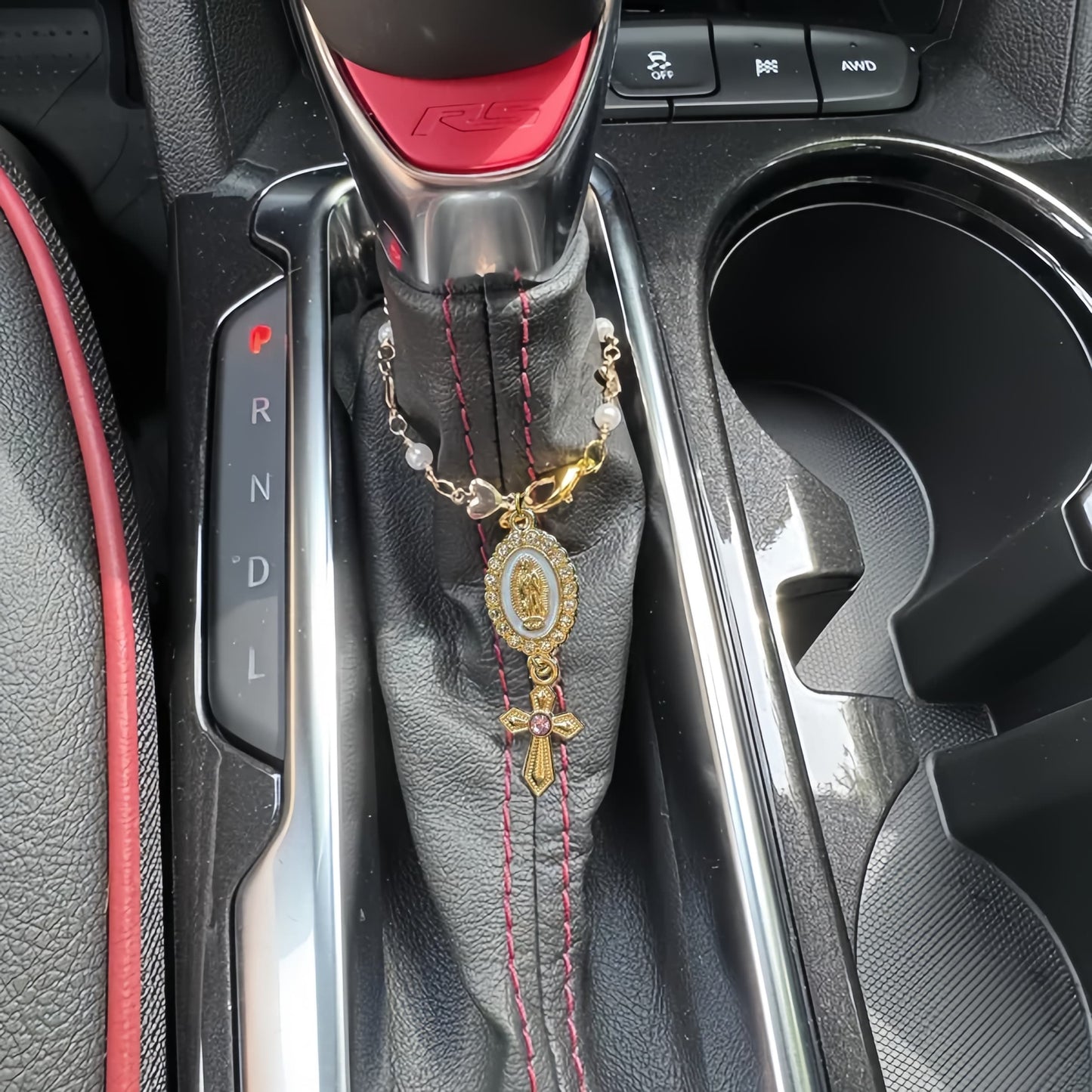 Heart Steering Wheel Rosary Charm - Custom Car Accessory