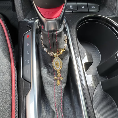 Heart Steering Wheel Rosary Charm - Custom Car Accessory