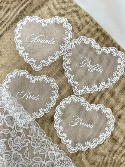 Custom Lace Wedding Place Cards – Personalized Guest Names