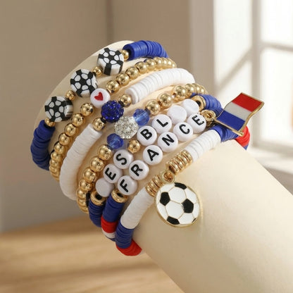 Custom Name Soccer Bracelet Stack – Fan Game Day Jewelry