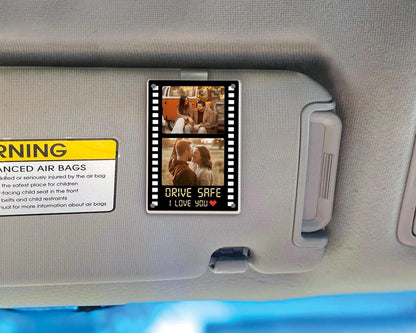 Personalized Couple Photo Car Visor Clip – Drive Safe I Love You Gift