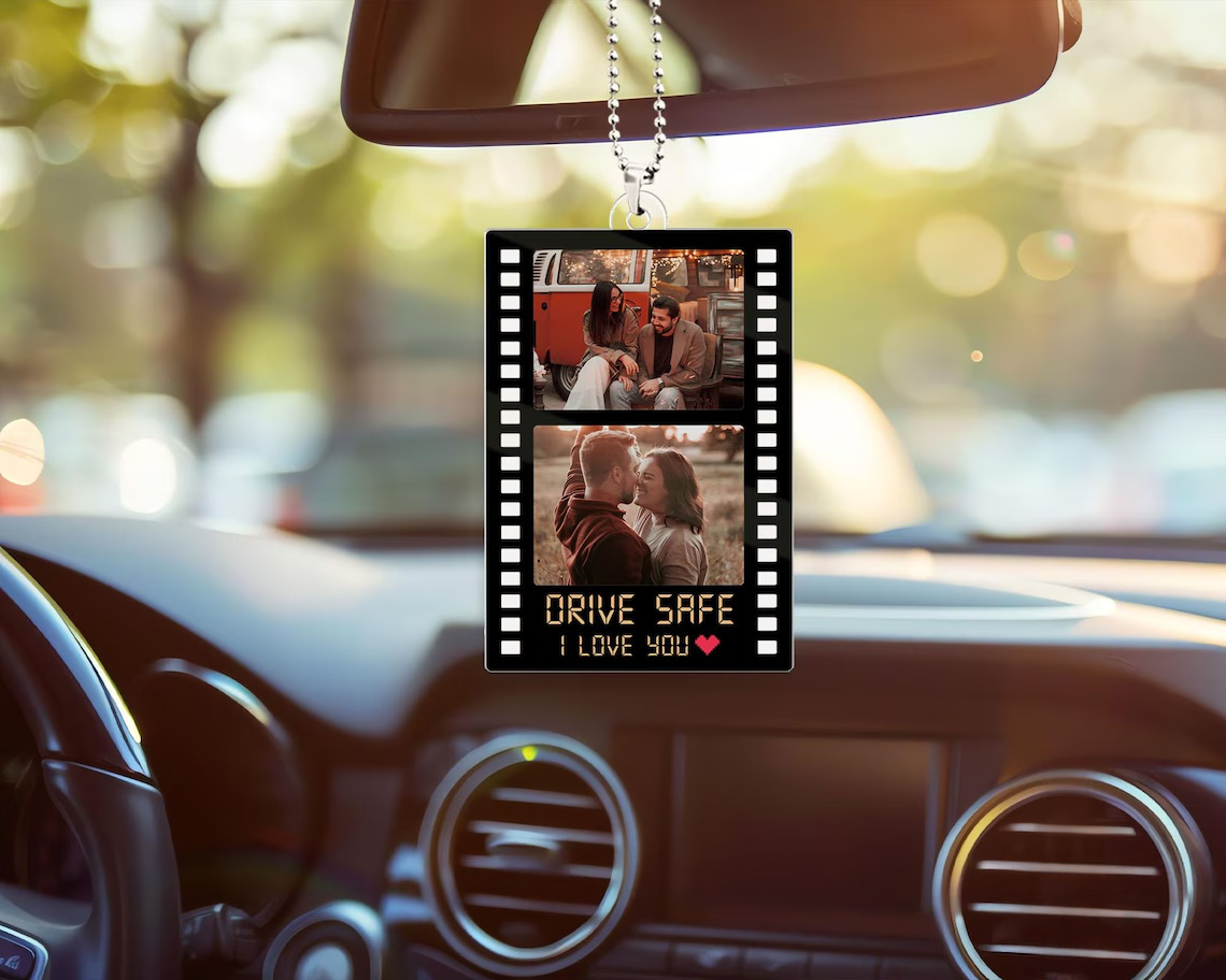 Personalized Couple Photo Car Visor Clip – Drive Safe I Love You Gift