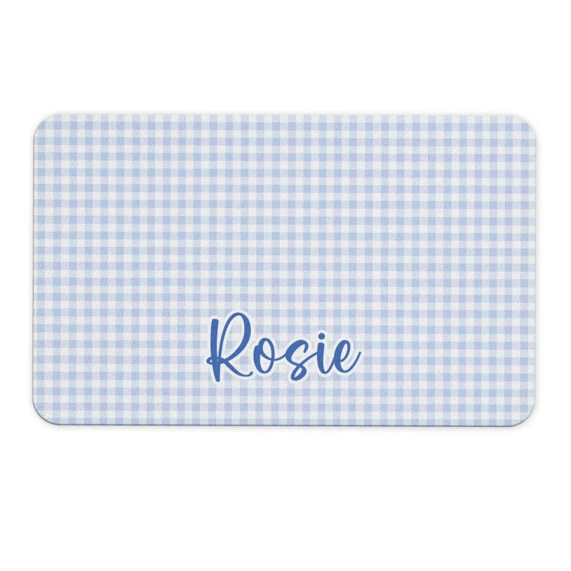 Personalized Name Desk Pad – Blue Hydrangea & Pink Bow Office Mat