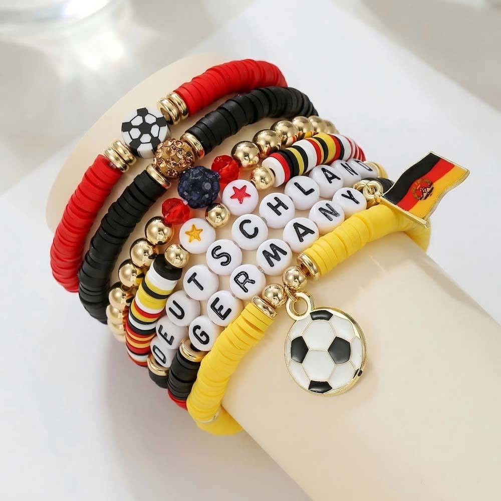 Custom Name Soccer Bracelet Stack – Fan Game Day Jewelry