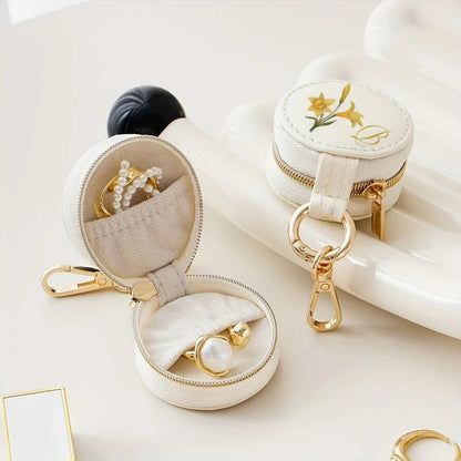 Personalized Mini Ring Holder – Birth Flower Travel Jewelry Case & Bridesmaid Gift