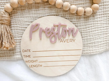 Custom Baby Name Sign for Hospital – Birth Announcement Keepsake