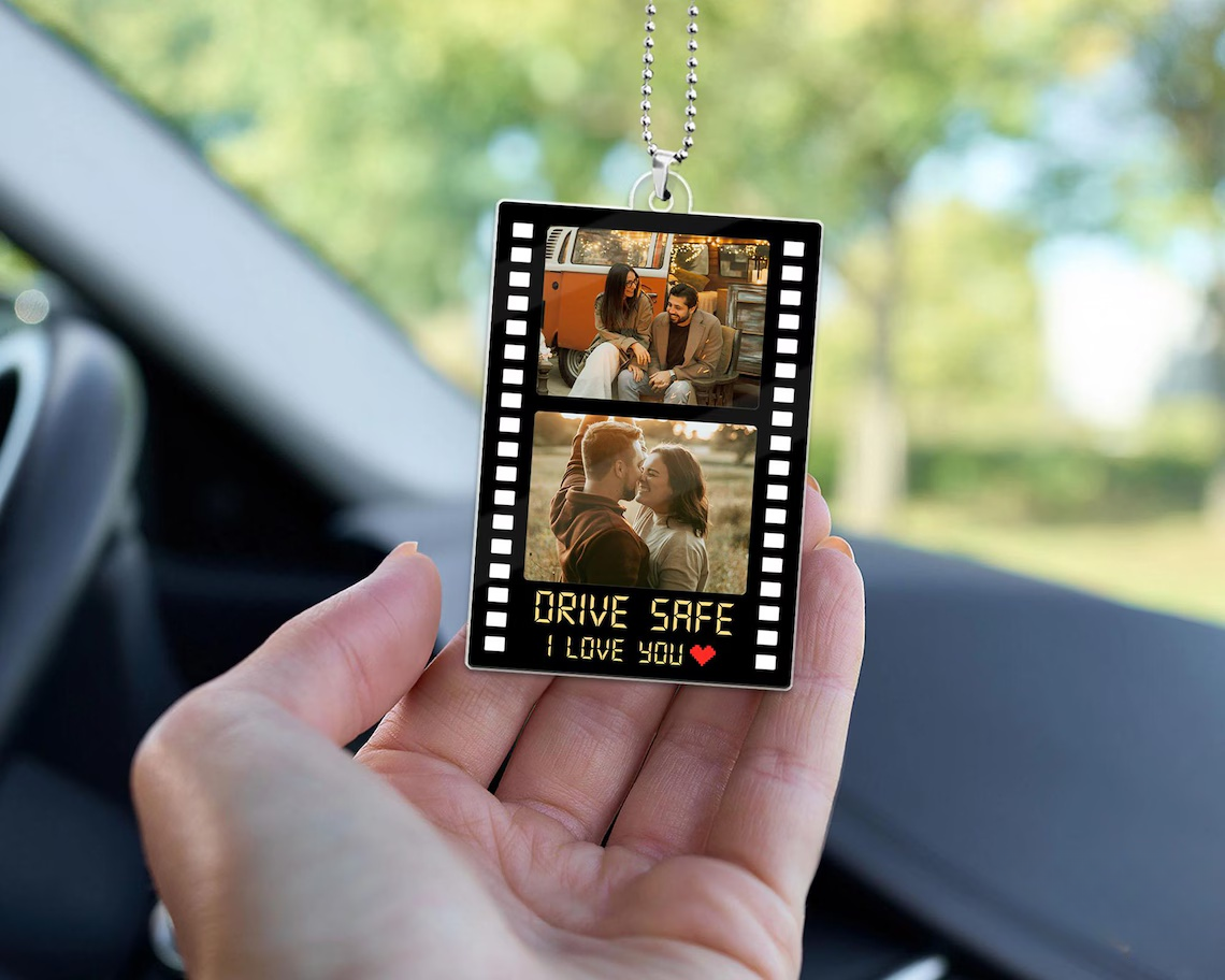 Personalized Couple Photo Car Visor Clip – Drive Safe I Love You Gift