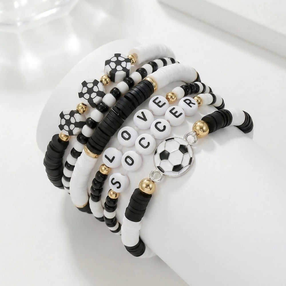 Custom Name Soccer Bracelet Stack – Fan Game Day Jewelry