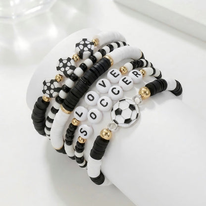 Custom Name Soccer Bracelet Stack – Fan Game Day Jewelry