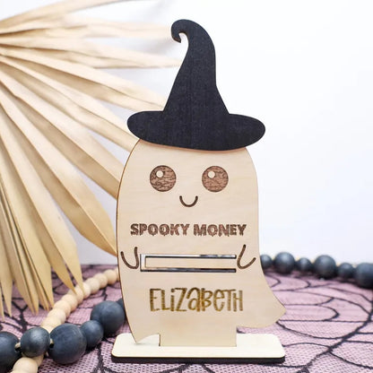 Personalized Halloween Wooden Tag | Boo Basket Name Tag & Money Holder